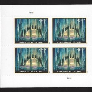 5430 Grand Island Ice Caves Priority Mail Express $26.35 P# Block of 4